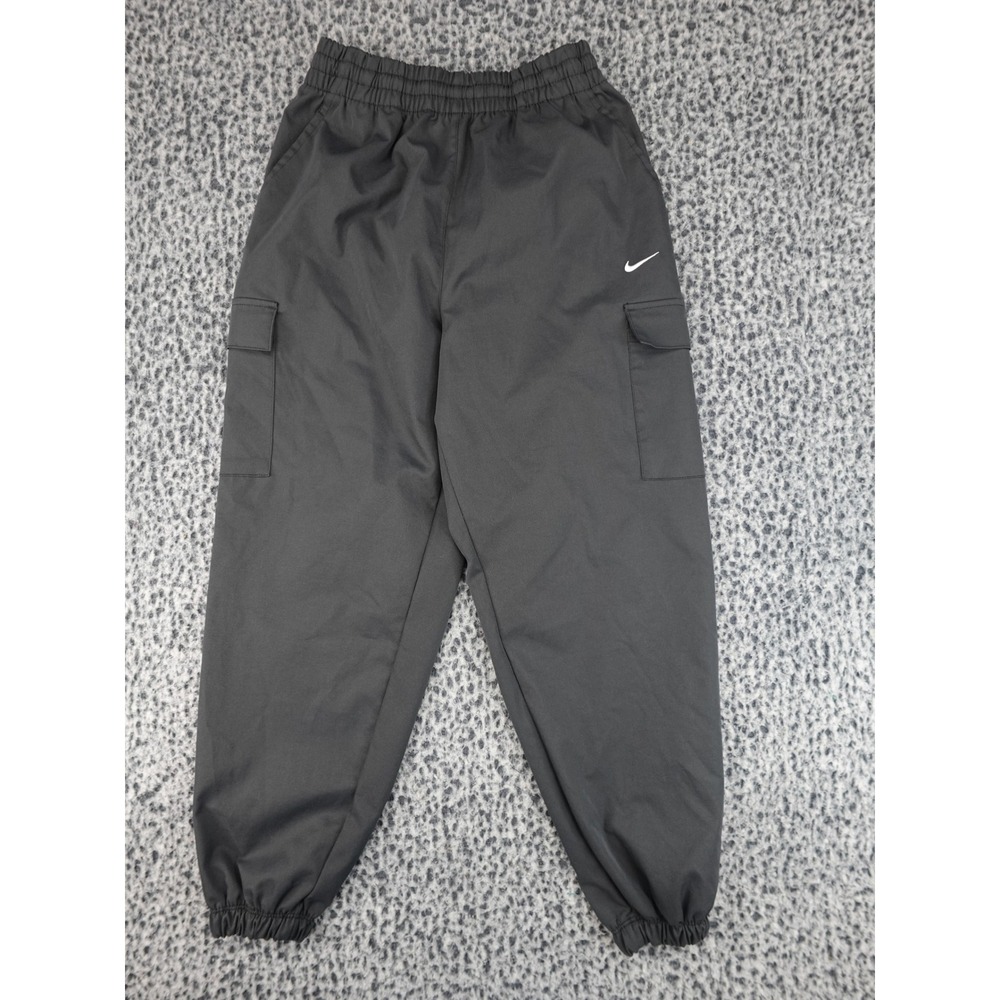 Nike Cargo Joggers Youth Medium Grey Elastic Waist Swoosh Logo